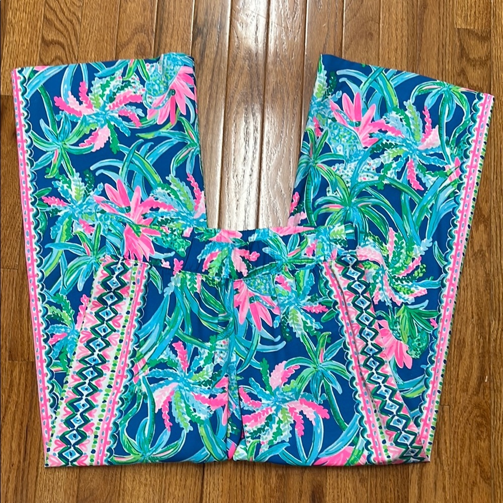Lilly Pulitzer Vibrant Floral Pants - Blue and Pink